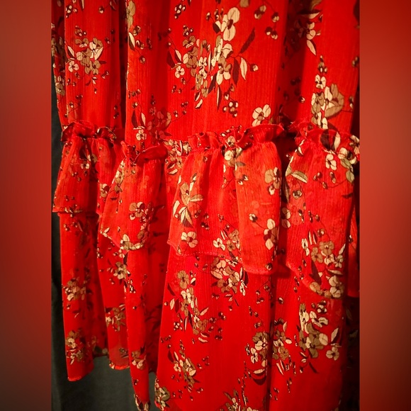 Zara Off-Shoulder Chiffon Floral Midi Dress size M - Picture 9 of 11